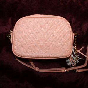 coral leather fringe crossbody purse